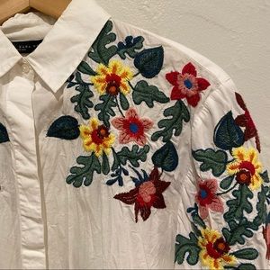 Zara Embroidered Shoulder Button Down